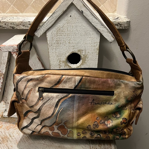 Anuschka Leather Print Artistic Hand painted Shoulder Bag - Picture 3 of 12